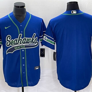 Customized Seattle Seahawks Royal Throwback Cool Base Stitched Baseball Jersey