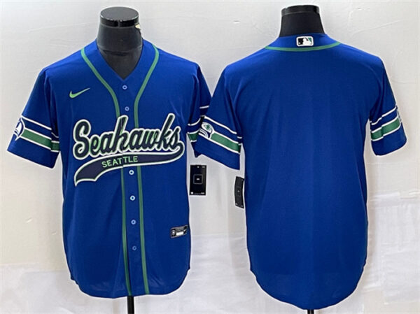 Customized Seattle Seahawks Royal Throwback Cool Base Stitched Baseball Jersey
