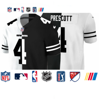 Dallas Cowboys #4 Dak Prescott Men's Black V White Peace Split Nike Vapor Untouchable Limited NFL Jersey