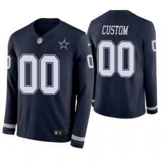 Dallas Cowboys Custom Navy Therma Long Sleeve Jersey