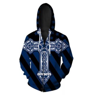 Dallas Cowboys Full Zip 3D Hoodie