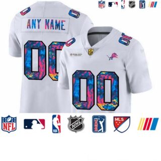 Detroit Lions Custom Men's White Nike Multi-Color 2020 NFL Crucial Catch Limited NFL Jersey