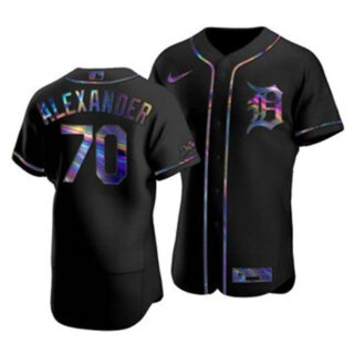 Detroit Tigers #70 Tyler Alexander Men's Nike Iridescent Holographic Collection MLB Jersey - Black
