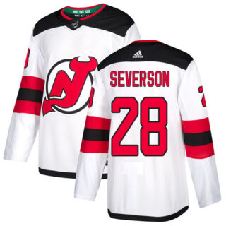 Devils #28 Damon Severson White Road Authentic Stitched Hockey Jersey