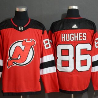 Devils 86 Jack Hughes Red Adidas Jersey