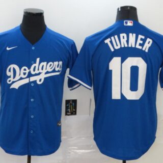 Dodgers 10 Justin Turner Royal 2020 Nike Cool Base Jersey