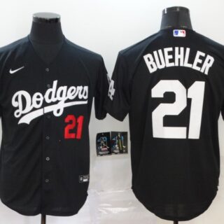 Dodgers 21 Walker Buehler Black 2020 Nike Cool Base Jersey
