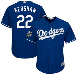 Dodgers 22 Clayton Kershaw Royal 2018 World Series Cool Base Player Jersey