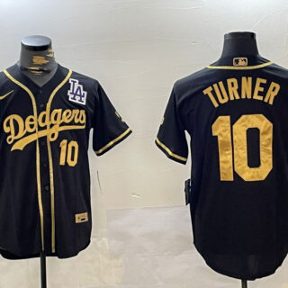 Dodgers #10 Justin Turner BLACK Cool Base Stitched MLB Jerseys