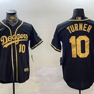 Dodgers #10 Justin Turner Black Cool Base Stitched MLB Jersey