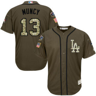 Dodgers #13 Max Muncy Green Salute to Service Stitched Baseball Jersey