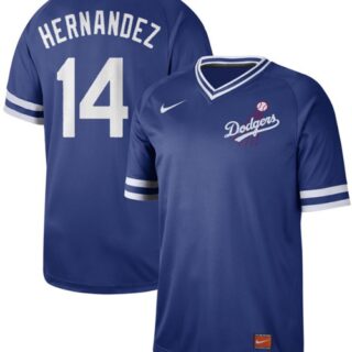 Dodgers #14 Enrique Hernandez Royal Authentic Cooperstown Collection Stitched Baseball Jersey