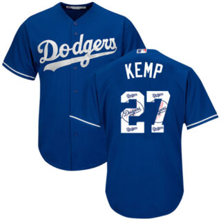 Dodgers #27 Matt Kemp Blue Team Logo Fashion Stitched Baseball Jersey