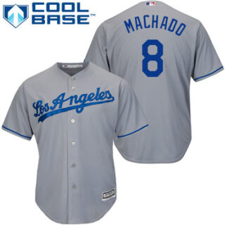 Dodgers #8 Manny Machado Grey New Cool Base Stitched Baseball Jersey