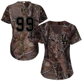 Dodgers #99 Hyun-Jin Ryu Camo Realtree Collection Cool Base Women's Stitched Baseball Jersey