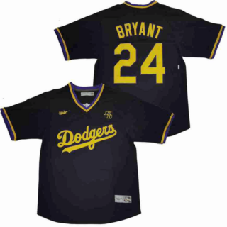 Dodgers 24 Kobe Bryant Black Nike Throwback Cool Base Jersey