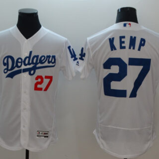 Dodgers 27 Matt Kemp White Flexbase Jersey