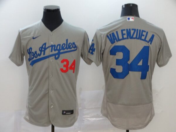 Dodgers 34 Fernando Valenzuela Gray 2020 Nike Flexbase Jersey