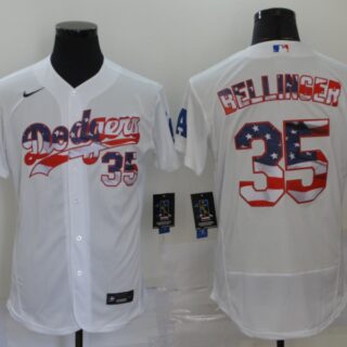 Dodgers 35 Cody Bellinger White USA Flag Fashion Nike Cool Base Jersey
