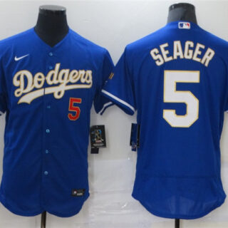 Dodgers 5 Corey Seager Royal Nike 2021 Gold Program Flexbase Jersey