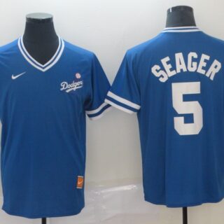 Dodgers 5 Corey Seager Royal Throwback Jersey