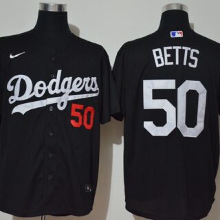 Dodgers 50 Mookie Betts Black 2020 Nike Cool Base Jersey