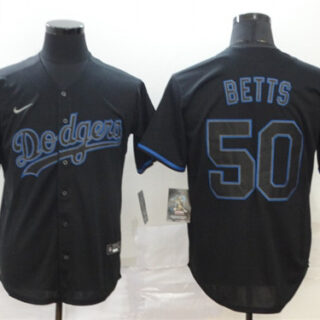 Dodgers 50 Mookie Betts Black Shadow 2020 Nike Cool Base Jersey