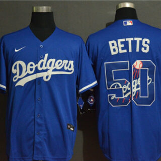 Dodgers 50 Mookie Betts Royal 2020 Nike Cool Base With Team Logo Jersey