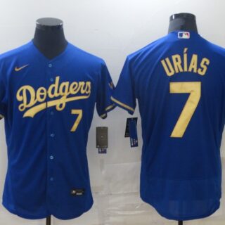 Dodgers 7 Julio Urias Royal Gold Champion Nike Flexbase Jersey