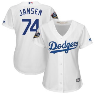 Dodgers 74 Kenley Jansen White Women 2018 World Series Cool Base Player Jersey