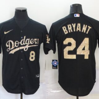 Dodgers 8 & 24 Kobe Bryant Black Camo 2020 Nike Cool Base Jersey