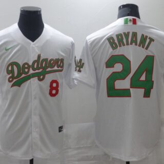 Dodgers 8 & 24 Kobe Bryant White World Series Nike Cool Base Jersey