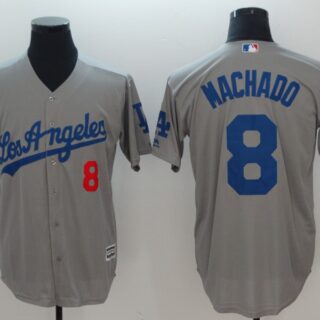 Dodgers 8 Manny Machado Gray Cool Base Jersey