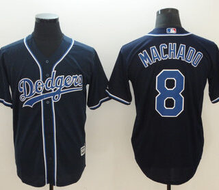 Dodgers 8 Manny Machado Navy Cool Base Jersey