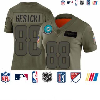 Dolphins #88 Mike Gesicki Camo Women's Stitched Football Limited 2019 Salute to Service Jersey