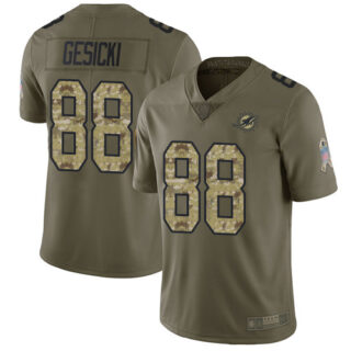 Dolphins #88 Mike Gesicki Olive Camo Men's Stitched Football Limited 2017 Salute To Service Jersey
