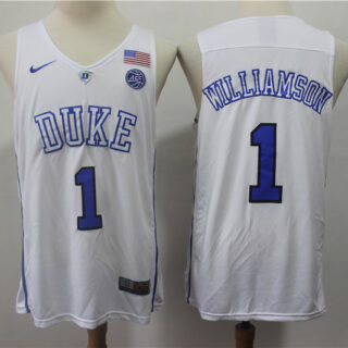 Duke Blue Devils 1 Zion Williamson White College Basketball Jersey