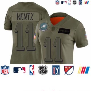Eagles #11 Carson Wentz Camo Women's Stitched Football Limited 2019 Salute to Service Jersey