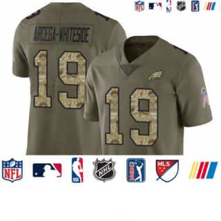 Eagles #19 JJ Arcega-Whiteside Olive Camo Men's Stitched Football Limited 2017 Salute To Service Jersey