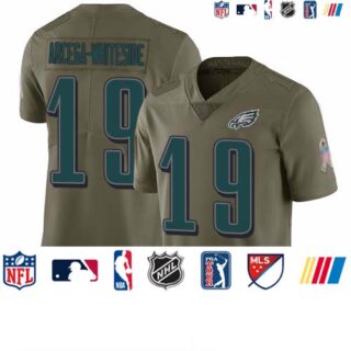 Eagles #19 JJ Arcega-Whiteside Olive Men's Stitched Football Limited 2017 Salute To Service Jersey