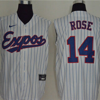 Expos 14 Pete Rose White Nike Cool Base Sleeveless Jersey