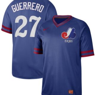 Expos #27 Vladimir Guerrero Royal Authentic Cooperstown Collection Stitched Baseball Jersey
