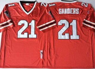Falcons 21 Deion Sanders Red Throwback Jersey