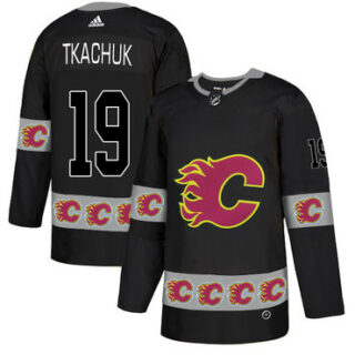 Flames 19 Matthew Tkachuk Black Team Logos Fashion Adidas Jersey