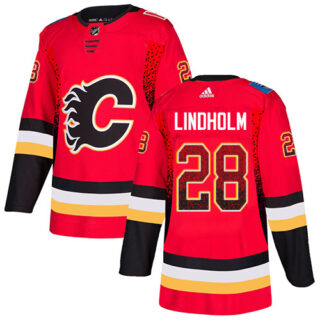 Flames #28 Elias Lindholm Red Home Authentic Drift Fashion Stitched Hockey Jersey