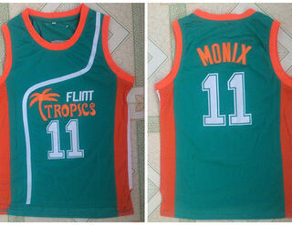Flint Tropics 11 Ed Monix Green Semi Pro Movie Stitched Basketball Jersey