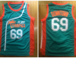 Flint Tropics 69 Downtown Malone Green Semi Pro Movie Stitched Basketball Jersey