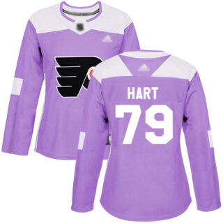 Flyers #79 Carter Hart Purple Authentic Fights Cancer Women's Stitched Hockey Jersey