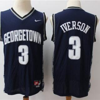 Georgetown University Hoyas 3 Allen Iverson Navy Nike College Basketball Jersey