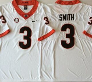 Georgia Bulldogs 3 Roquan Smith White College Football Jersey